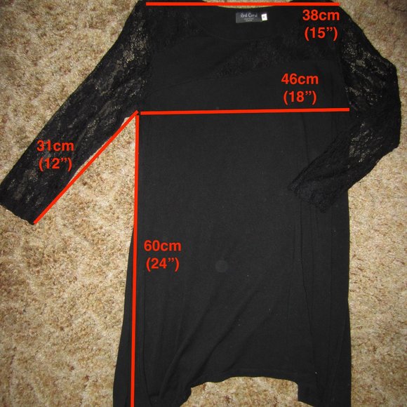 4/$20 |  Black Tunic Shirt with Lace - Picture 3 of 7